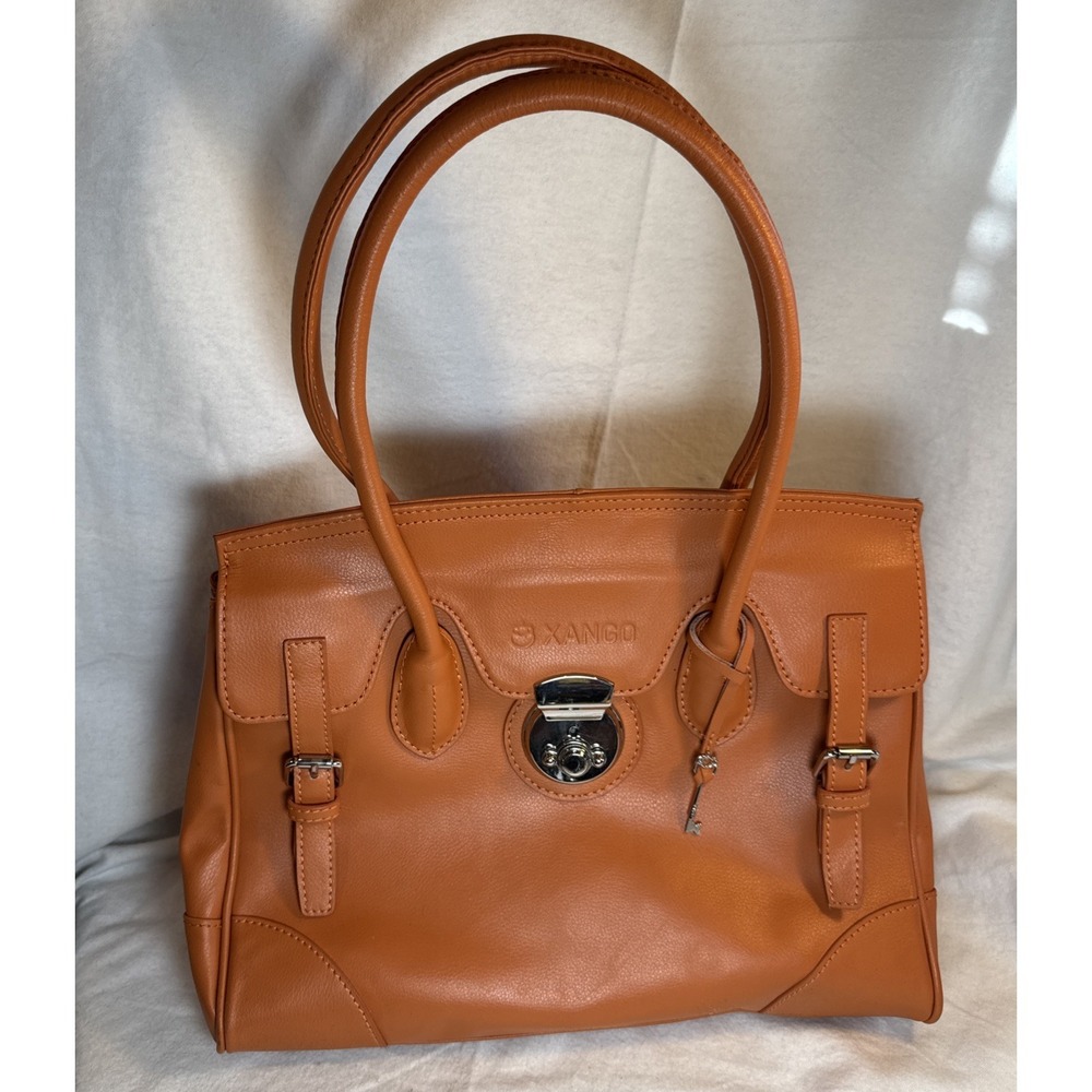 Burnt Orange Satchel Bag Center Turn Lock Buckles Doctor Look Bag Xango Promo